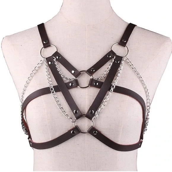 iHeartRaves Brown and Silver Harness - Picture 1 of 4